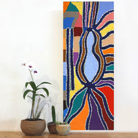 Aboriginal Artwork by Trevor Jupurrurla Walker, Pirlarla Jukurrpa (Dogwood Tree Bean Dreaming), 76x30cm