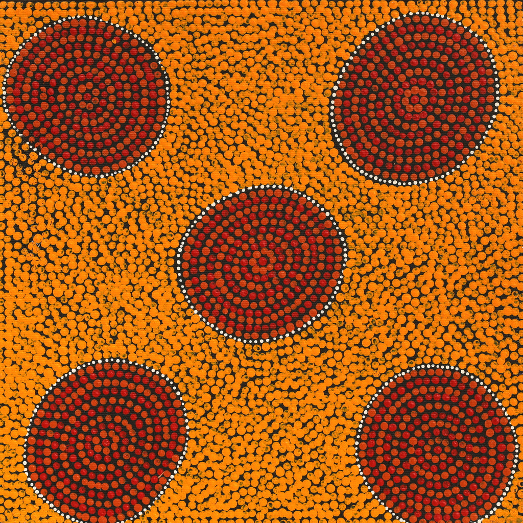 Aboriginal Artwork by Trixie Nangala Patrick, Ngatijirri Jukurrpa (Budgerigar Dreaming), 30x30cm
