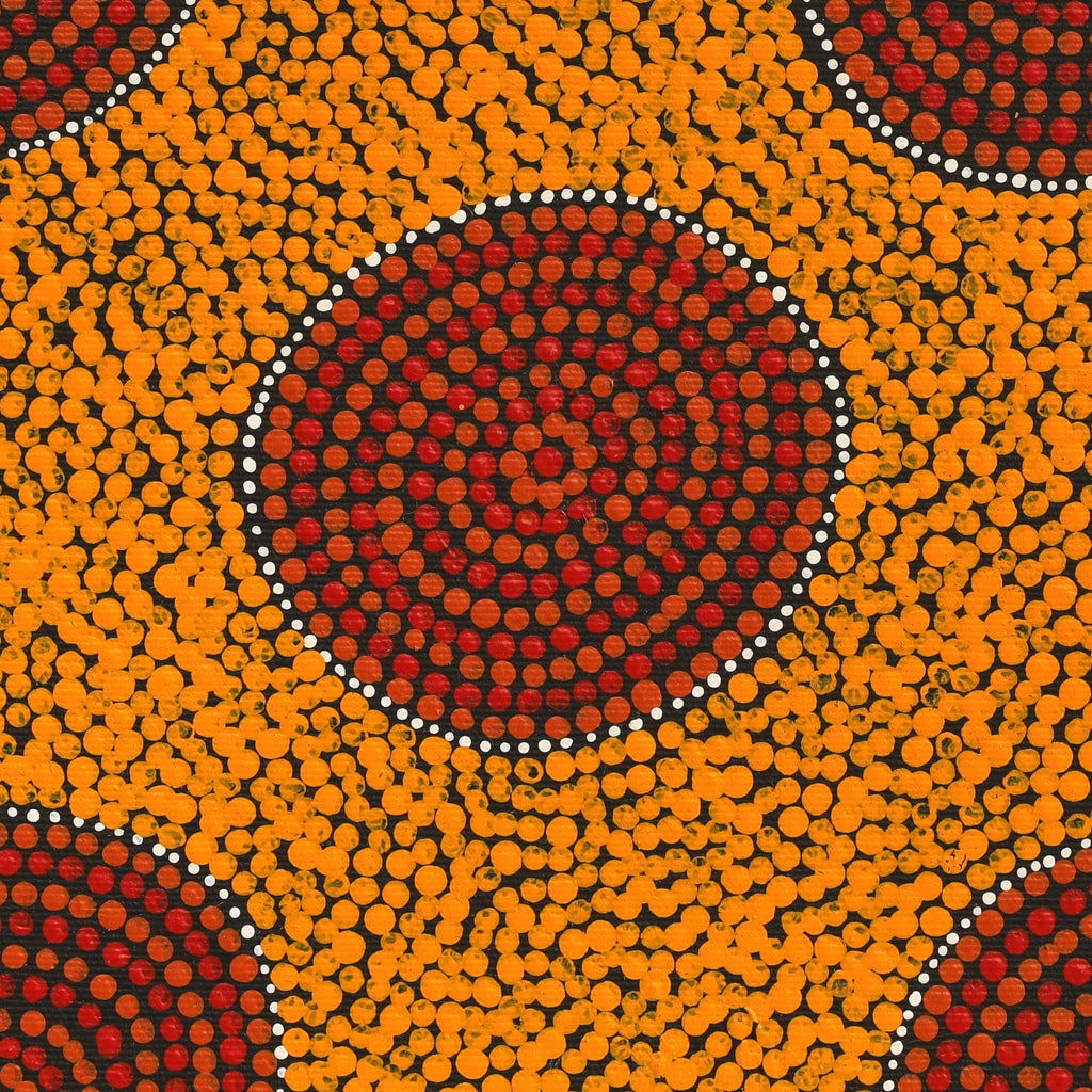 Aboriginal Artwork by Trixie Nangala Patrick, Ngatijirri Jukurrpa (Budgerigar Dreaming), 30x30cm