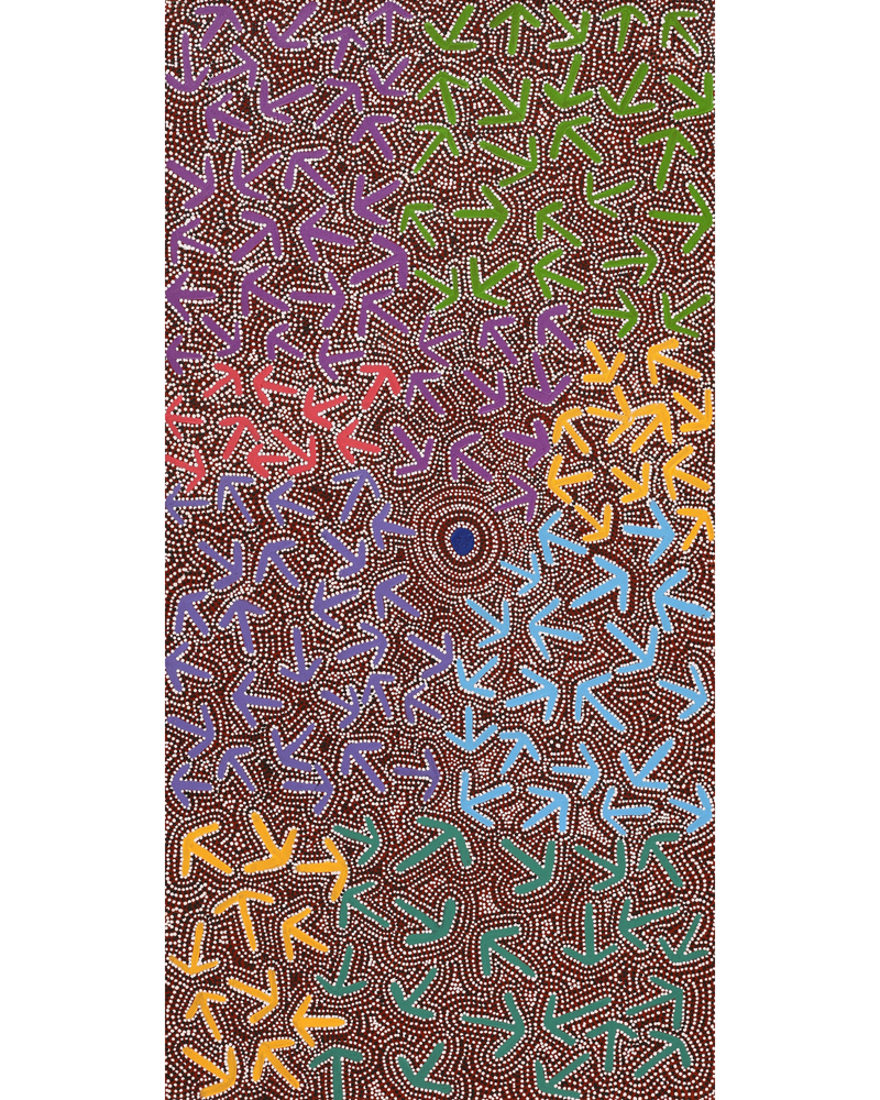 Aboriginal Artwork by Jeffrey Jangala Gallagher, Yankirri Jukurrpa (Emu Dreaming) - Ngarlikurlangu, 122x61cm