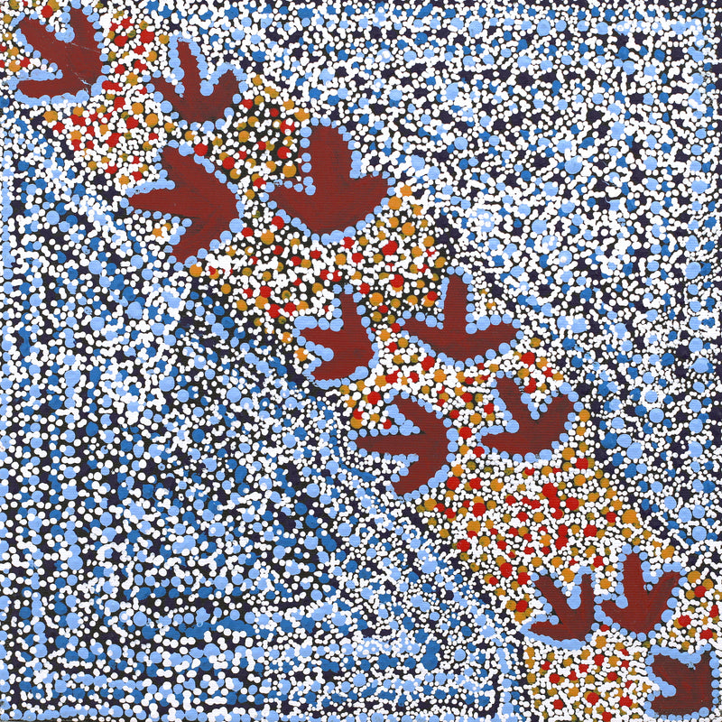 Aboriginal Artwork by Urich Jupurrurla Wilson, Yankirri Jukurrpa (Emu Dreaming) - Ngarlikurlangu, 30x30cm