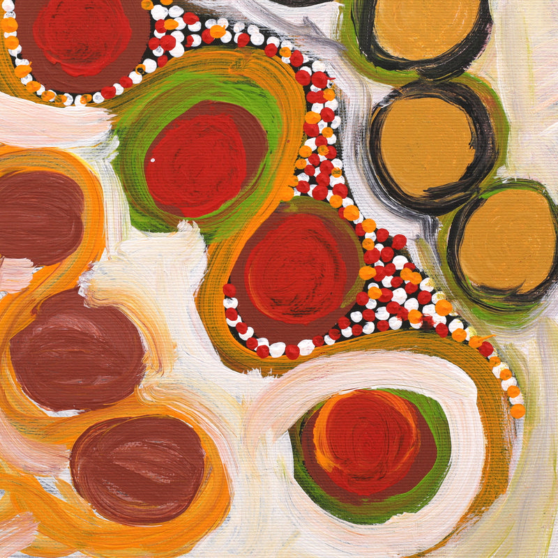 Aboriginal Artwork by Ursula Napangardi Marks, Ngayaki Jukurrpa - Bush Tomato Dreaming, 30x30cm