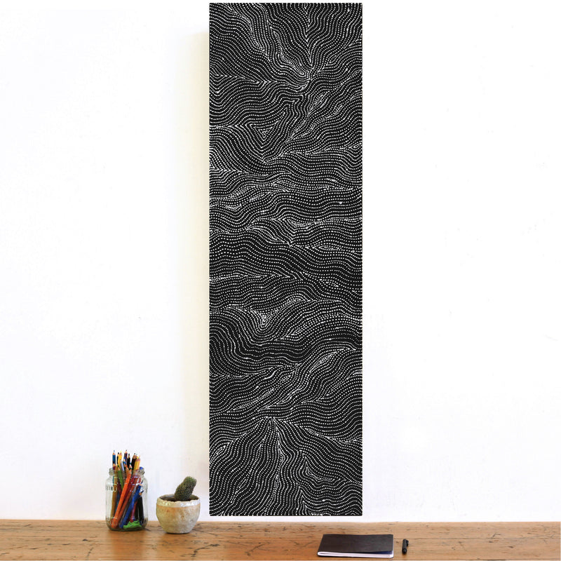 Aboriginal Artwork by Valda Napangardi Granites, Ngalyipi Jukurrpa (Snakevine Dreaming) - Mina Mina, 107x30cm