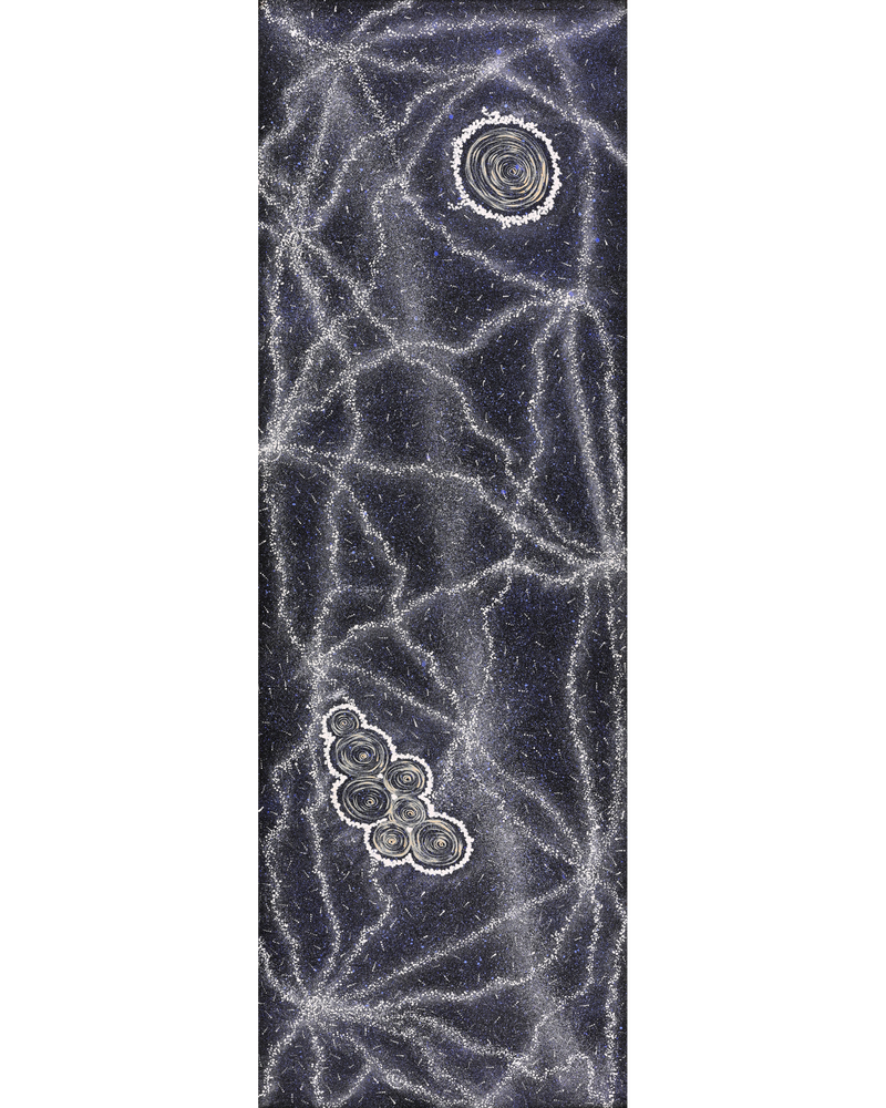 Aboriginal Artwork by Valda Napangardi Granites, Yanjirlpirri or Napaljarri-Warnu Jukurrpa (Star or Seven Sisters Dreaming), 183x61cm