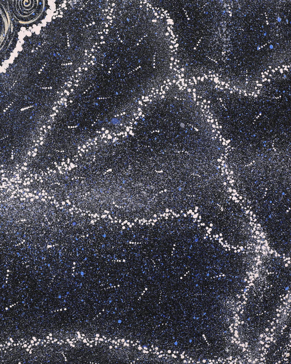 Aboriginal Artwork by Valda Napangardi Granites, Yanjirlpirri or Napaljarri-Warnu Jukurrpa (Star or Seven Sisters Dreaming), 183x61cm