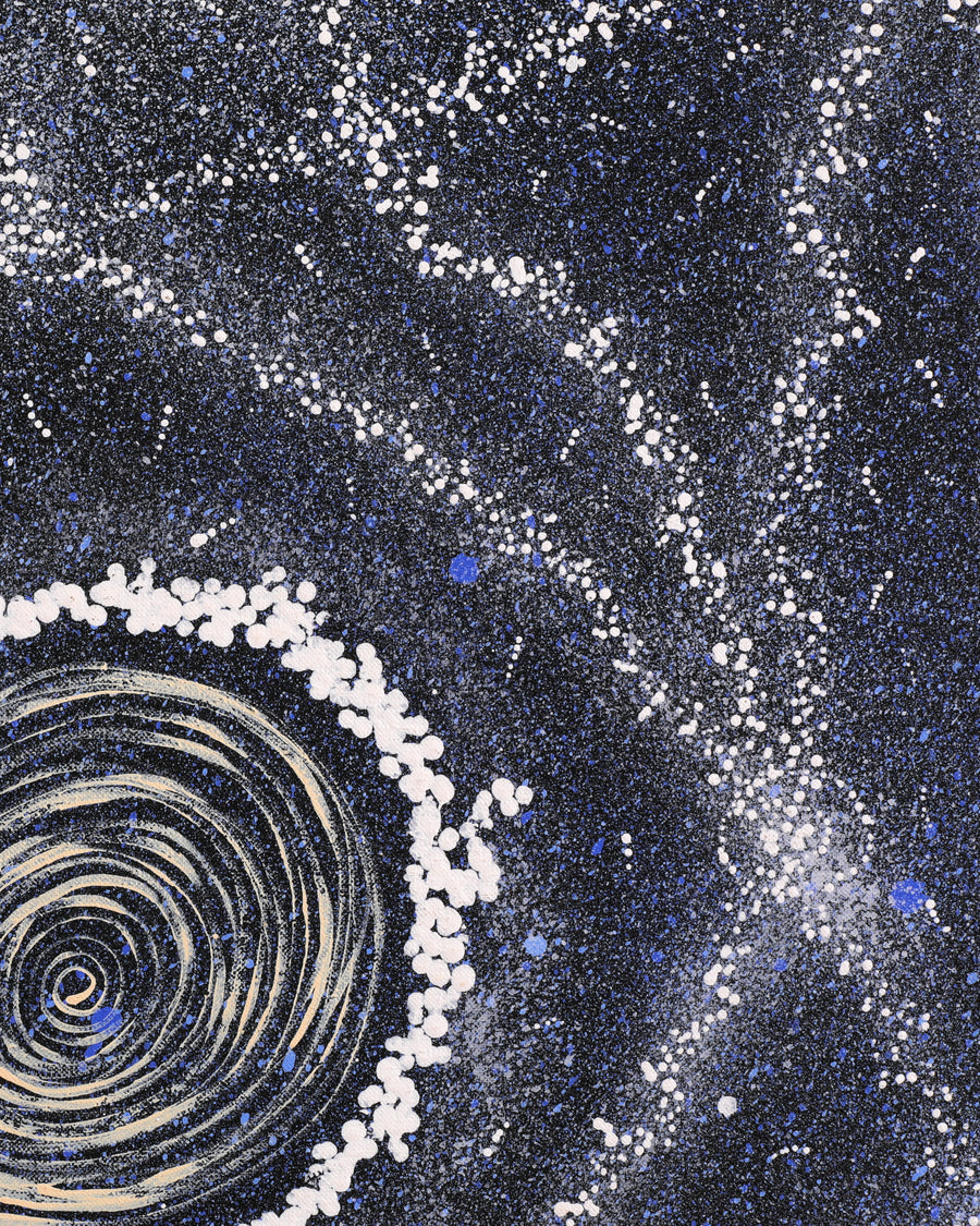 Aboriginal Artwork by Valda Napangardi Granites, Yanjirlpirri or Napaljarri-Warnu Jukurrpa (Star or Seven Sisters Dreaming), 183x61cm