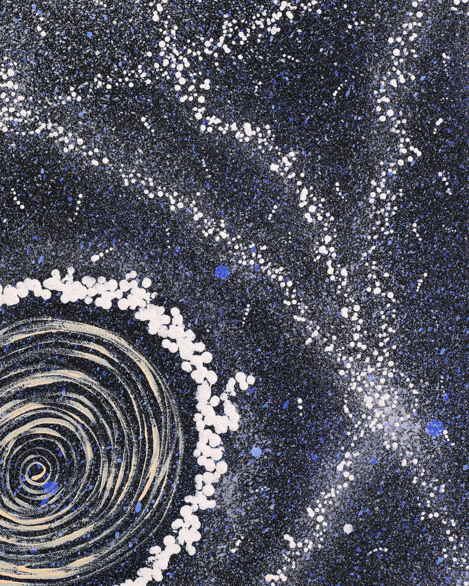 Aboriginal Artwork by Valda Napangardi Granites, Yanjirlpirri or Napaljarri-Warnu Jukurrpa (Star or Seven Sisters Dreaming), 183x61cm