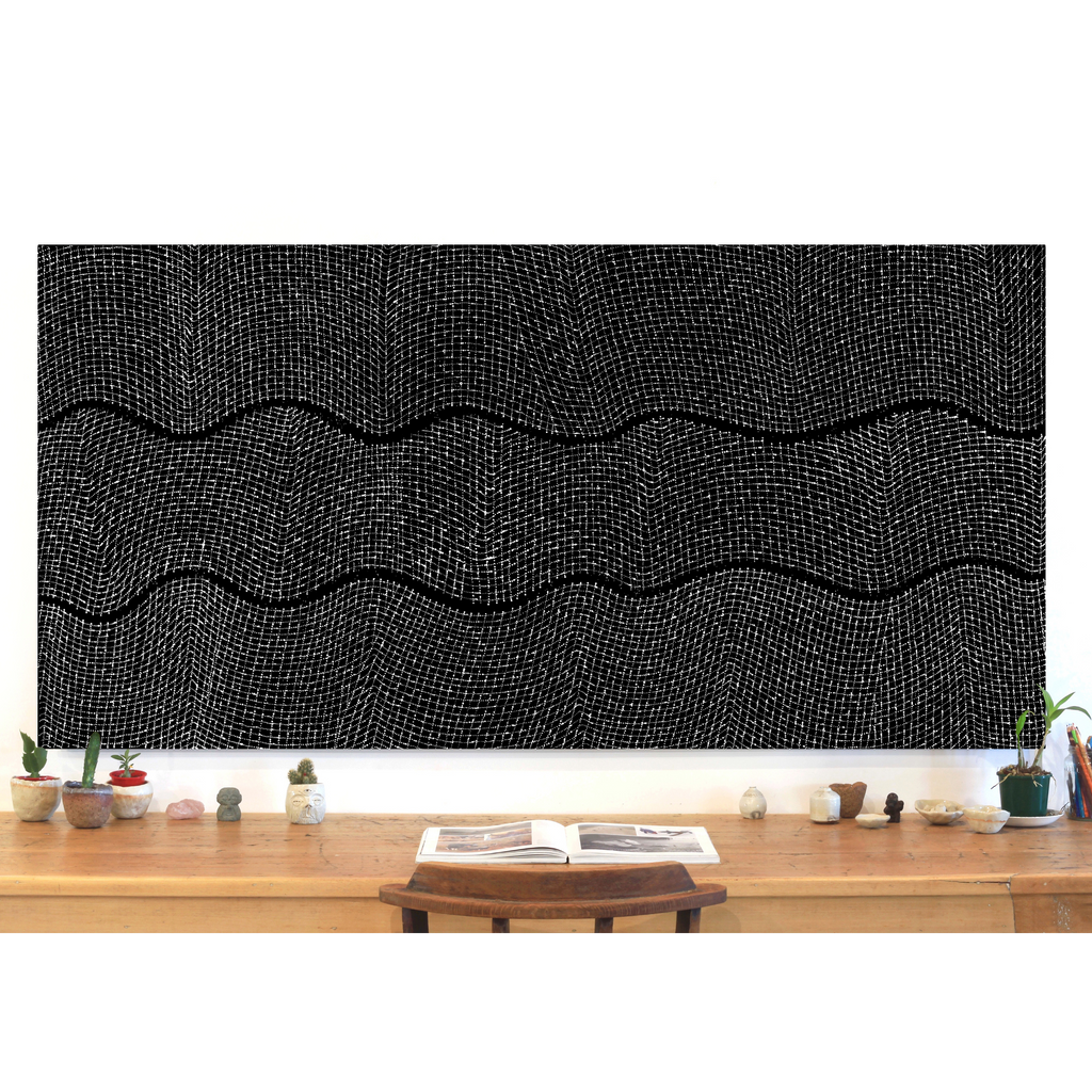 Aboriginal Artwork by Valda Napangardi Granites, Ngalyipi Jukurrpa (Snakevine Dreaming) - Mina Mina, 183x91cm