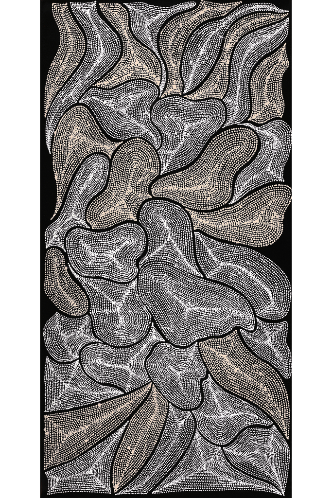 Aboriginal Artwork by Valda Napangardi Granites, Ngalyipi Jukurrpa (Snakevine Dreaming) - Mina Mina, 91x46cm