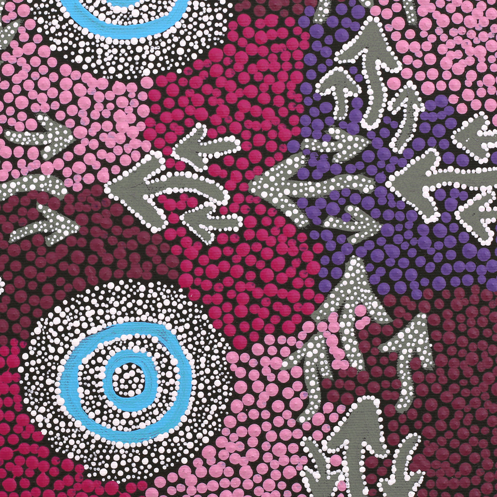 Aboriginal Art by Valentine Nakamarra White, Yankirri Jukurrpa (Emu Dreaming) - Ngarlikurlangu, 30x30cm - ART ARK®