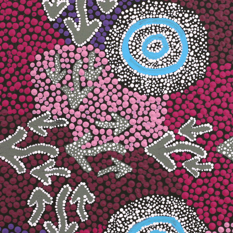 Aboriginal Artwork by Valentine Nakamarra White, Yankirri Jukurrpa (Emu Dreaming) - Ngarlikurlangu, 30x30cm