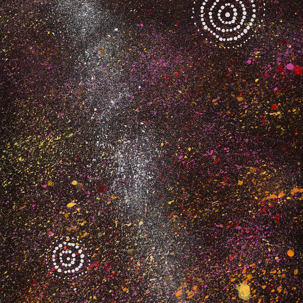 Aboriginal Artwork by Valma Nakamarra White, Napaljarri-warnu Jukurrpa (Seven Sisters Dreaming), 107x46cm