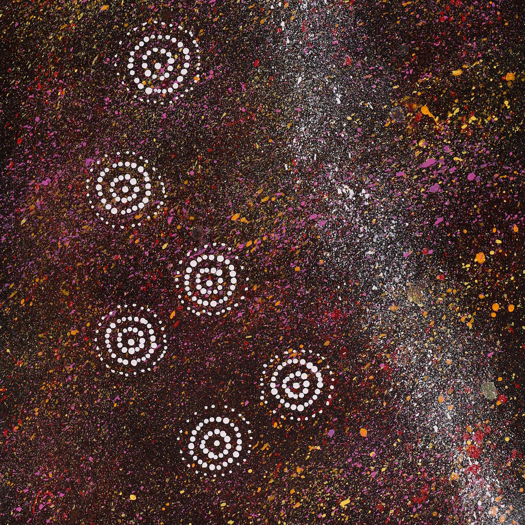 Aboriginal Artwork by Valma Nakamarra White, Napaljarri-warnu Jukurrpa (Seven Sisters Dreaming), 107x46cm