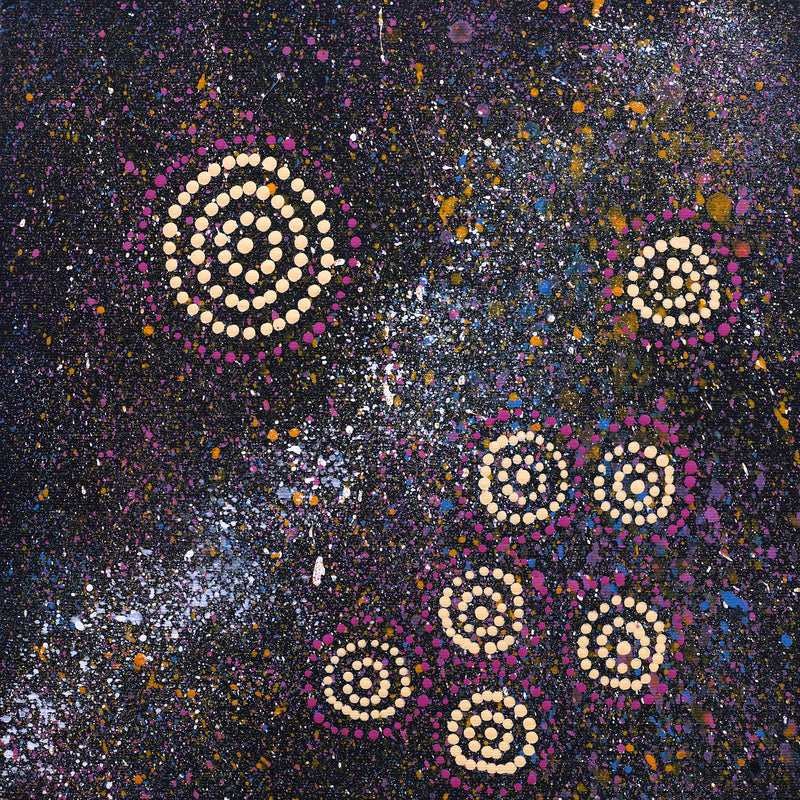 Aboriginal Artwork by Valma Nakamarra White, Napaljarri-warnu Jukurrpa (Seven Sisters Dreaming), 30x30cm
