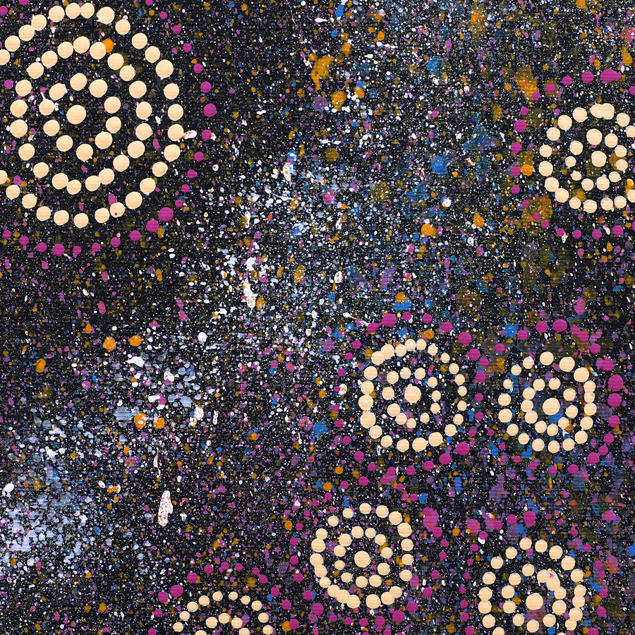 Aboriginal Artwork by Valma Nakamarra White, Napaljarri-warnu Jukurrpa (Seven Sisters Dreaming), 30x30cm