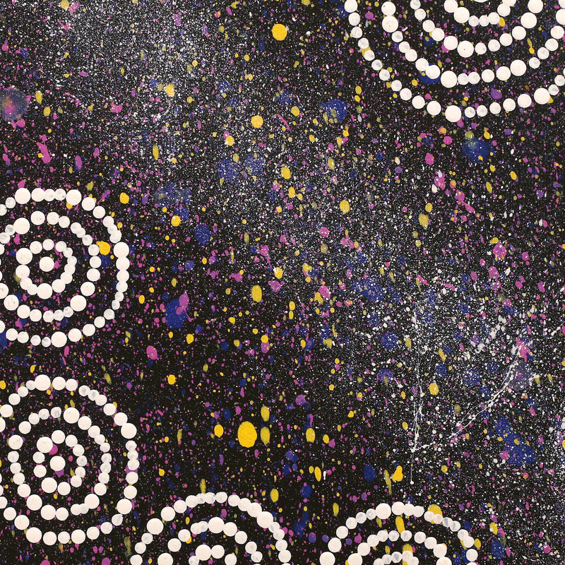 Aboriginal Artwork by Valma Nakamarra White, Napaljarri-warnu Jukurrpa (Seven Sisters Dreaming), 30x30cm