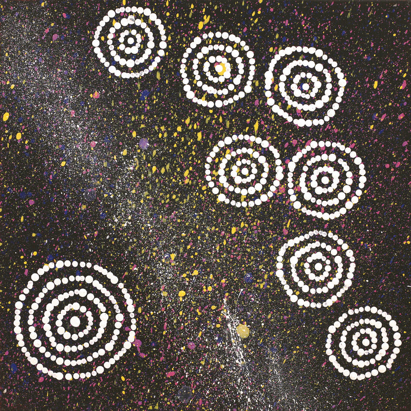 Aboriginal Artwork by Valma Nakamarra White, Napaljarri-warnu Jukurrpa (Seven Sisters Dreaming), 30x30cm