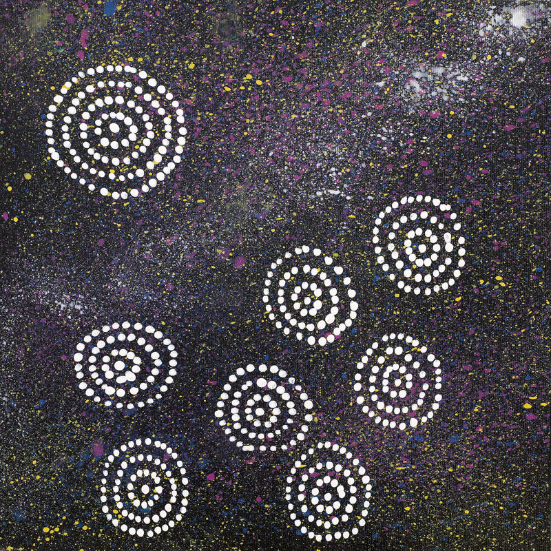 Aboriginal Artwork by Valma Nakamarra White, Napaljarri-warnu Jukurrpa (Seven Sisters Dreaming), 30x30cm