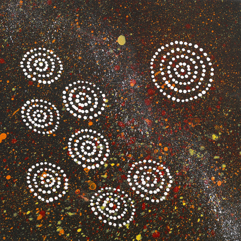 Aboriginal Artwork by Valma Nakamarra White, Napaljarri-warnu Jukurrpa (Seven Sisters Dreaming), 30x30cm