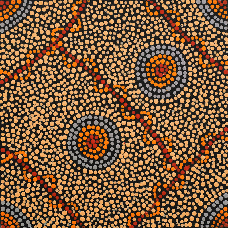 Aboriginal Art by Valma Nakamarra White, Warna Jukurrpa (Snake Dreaming), 30x30cm - ART ARK®