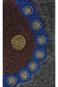 Aboriginal Artwork by Valma Nakamarra White, Napaljarri-warnu Jukurrpa (Seven Sisters Dreaming), 76x46cm