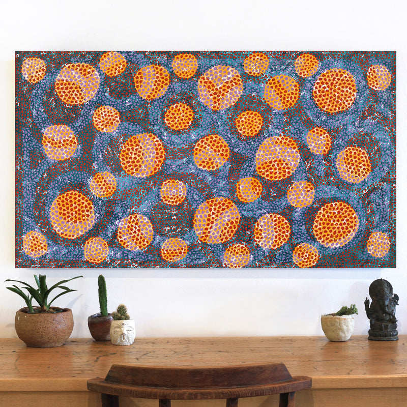Aboriginal Artwork by Vanessa Nampijinpa Brown, Pamapardu Jukurrpa (Flying Ant Dreaming) - Warntungurru, 107x61cm