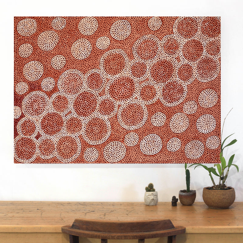 Aboriginal Artwork by Vanessa Nampijinpa Brown, Pamapardu Jukurrpa (Flying Ant Dreaming) - Warntungurru, 107x76cm