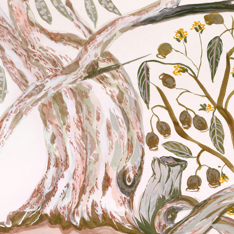 Aboriginal Artwork by Vanessa Inkamala, Gum nuts and Gum Tree, 36.6x26cm