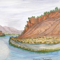 Aboriginal Artwork by Vanessa Inkamala, Glen Helen Gorge - Morning time, 39x27.5cm
