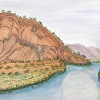 Aboriginal Artwork by Vanessa Inkamala, Glen Helen Gorge - Morning time, 39x27.5cm