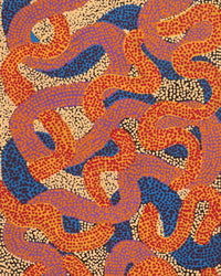 Aboriginal Artwork by Vanetta Nampijinpa Hudson, Warlukurlangu Jukurrpa (Fire country Dreaming), 122x46cm