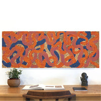 Aboriginal Artwork by Vanetta Nampijinpa Hudson, Warlukurlangu Jukurrpa (Fire country Dreaming), 122x46cm