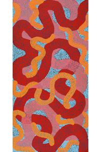 Aboriginal Artwork by Vanetta Nampijinpa Hudson, Warlukurlangu Jukurrpa (Fire country Dreaming), 122x61cm