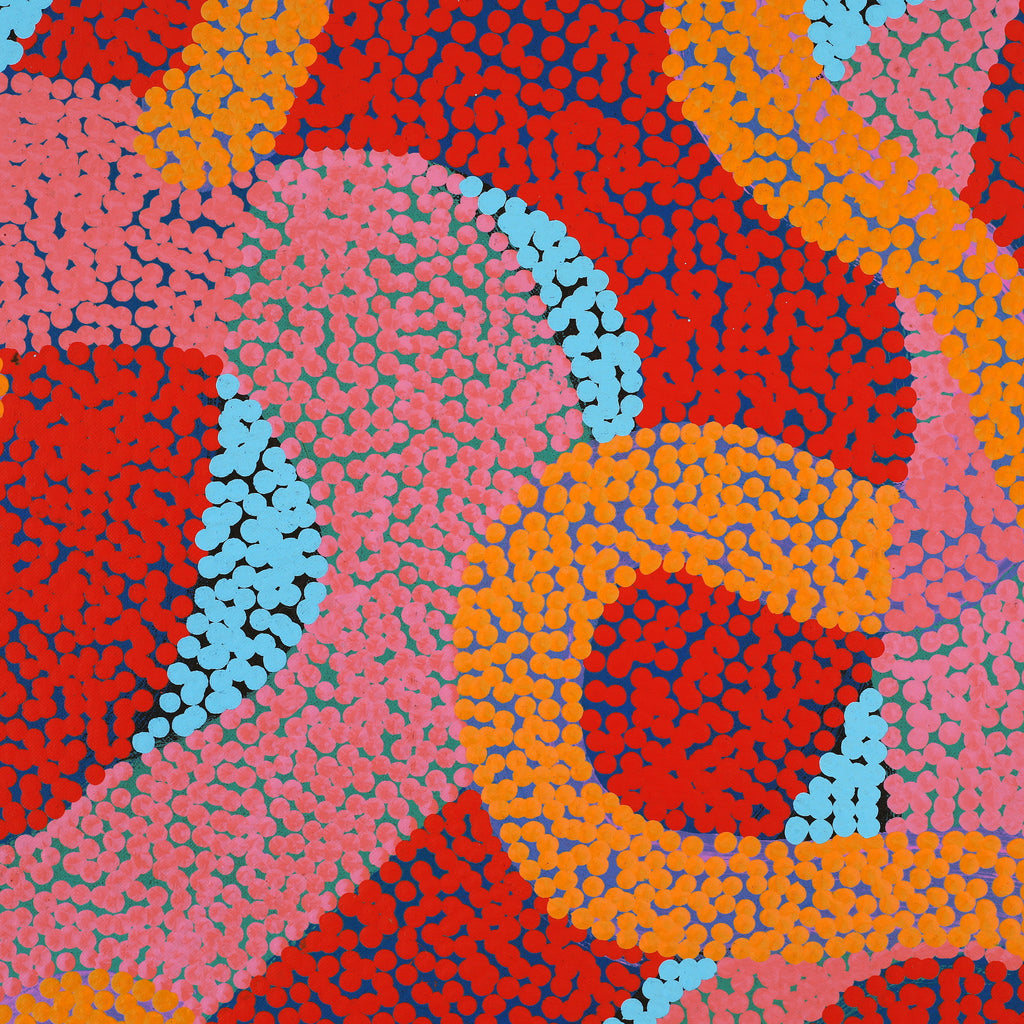 Aboriginal Artwork by Vanetta Nampijinpa Hudson, Warlukurlangu Jukurrpa (Fire country Dreaming), 122x61cm