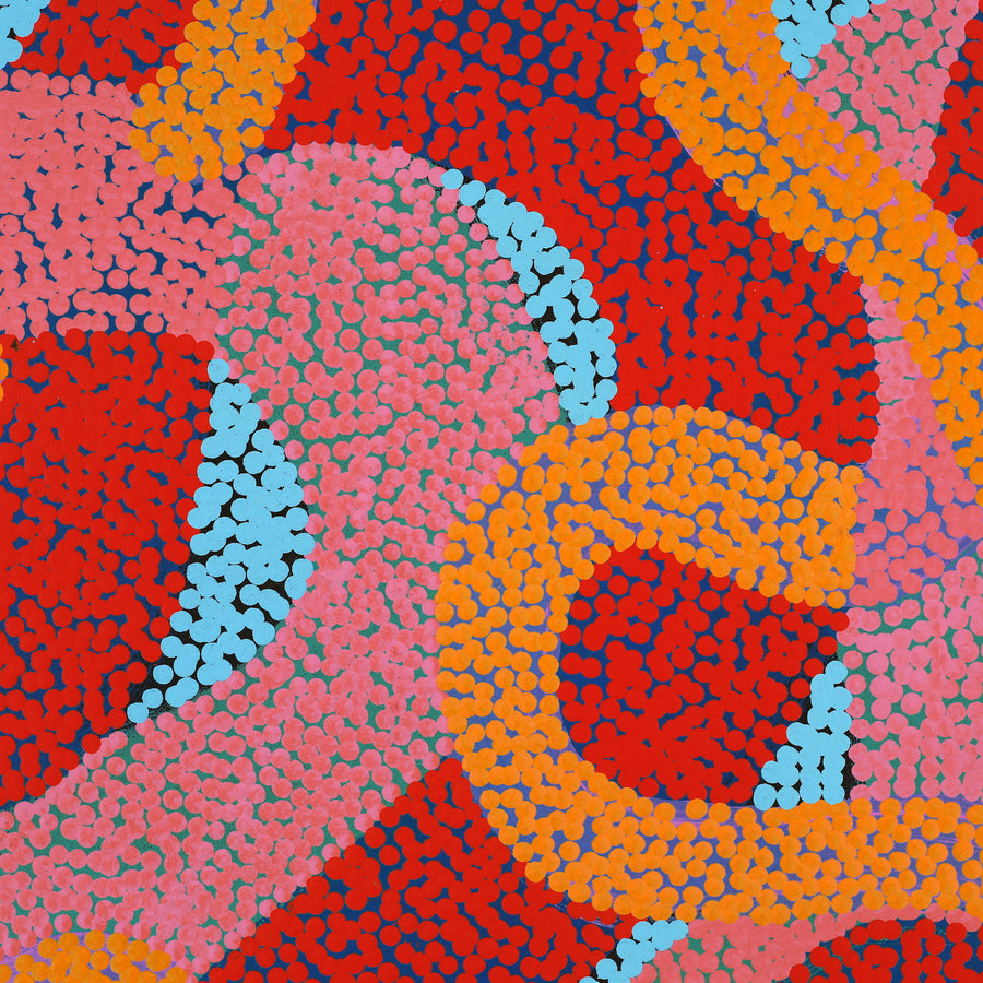 Aboriginal Artwork by Vanetta Nampijinpa Hudson, Warlukurlangu Jukurrpa (Fire country Dreaming), 122x61cm
