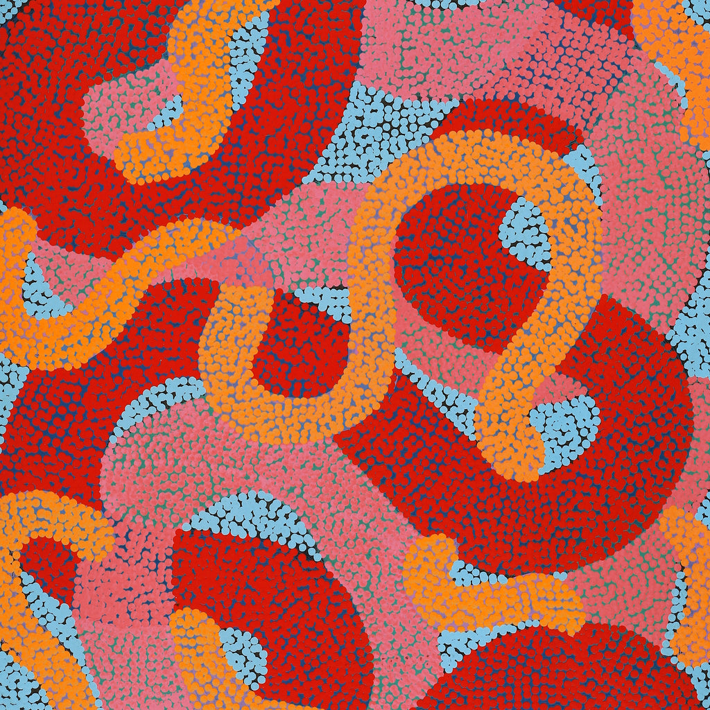Aboriginal Artwork by Vanetta Nampijinpa Hudson, Warlukurlangu Jukurrpa (Fire country Dreaming), 122x61cm