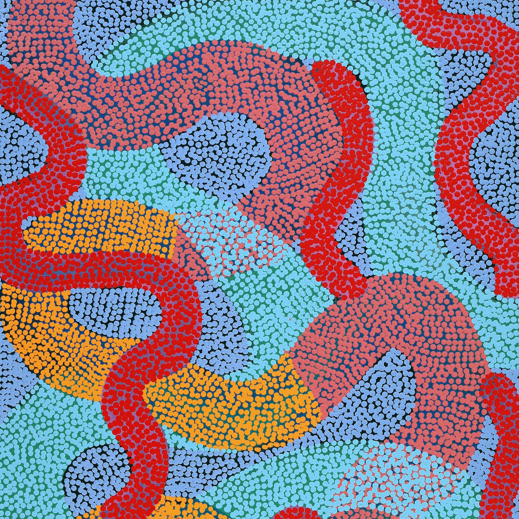 Aboriginal Artwork by Vanetta Nampijinpa Hudson, Warlukurlangu Jukurrpa (Fire country Dreaming), 122x61cm
