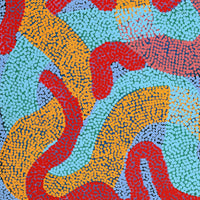 Aboriginal Artwork by Vanetta Nampijinpa Hudson, Warlukurlangu Jukurrpa (Fire country Dreaming), 122x61cm