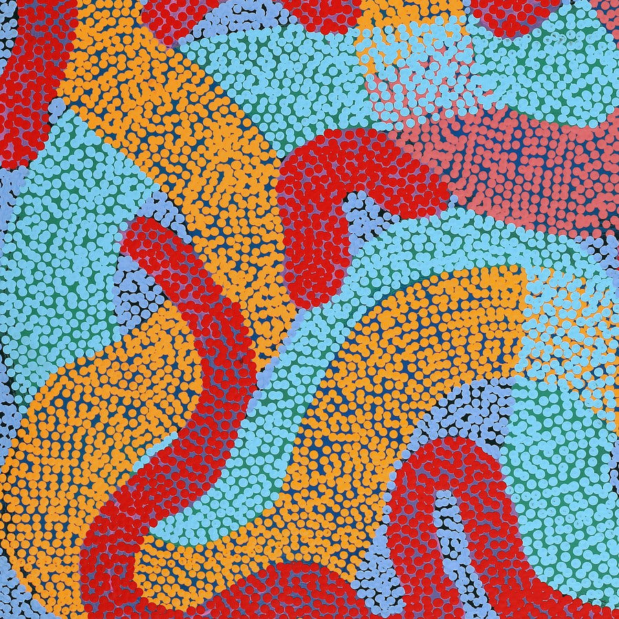 Aboriginal Artwork by Vanetta Nampijinpa Hudson, Warlukurlangu Jukurrpa (Fire country Dreaming), 122x61cm