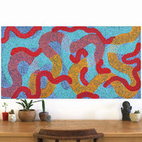 Aboriginal Artwork by Vanetta Nampijinpa Hudson, Warlukurlangu Jukurrpa (Fire country Dreaming), 122x61cm