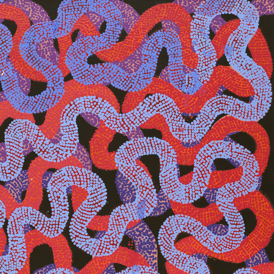 Aboriginal Artwork by Vanetta Nampijinpa Hudson, Warlukurlangu Jukurrpa (Fire country Dreaming), 122x61cm
