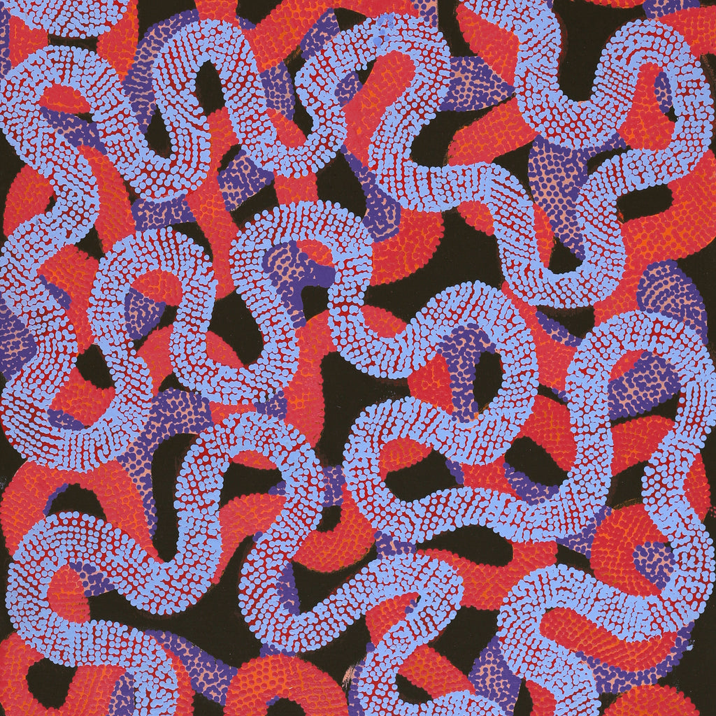 Aboriginal Art by Vanetta Nampijinpa Hudson, Warlukurlangu Jukurrpa (Fire country Dreaming), 122x61cm - ART ARK®