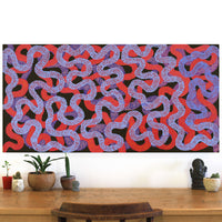 Aboriginal Artwork by Vanetta Nampijinpa Hudson, Warlukurlangu Jukurrpa (Fire country Dreaming), 122x61cm