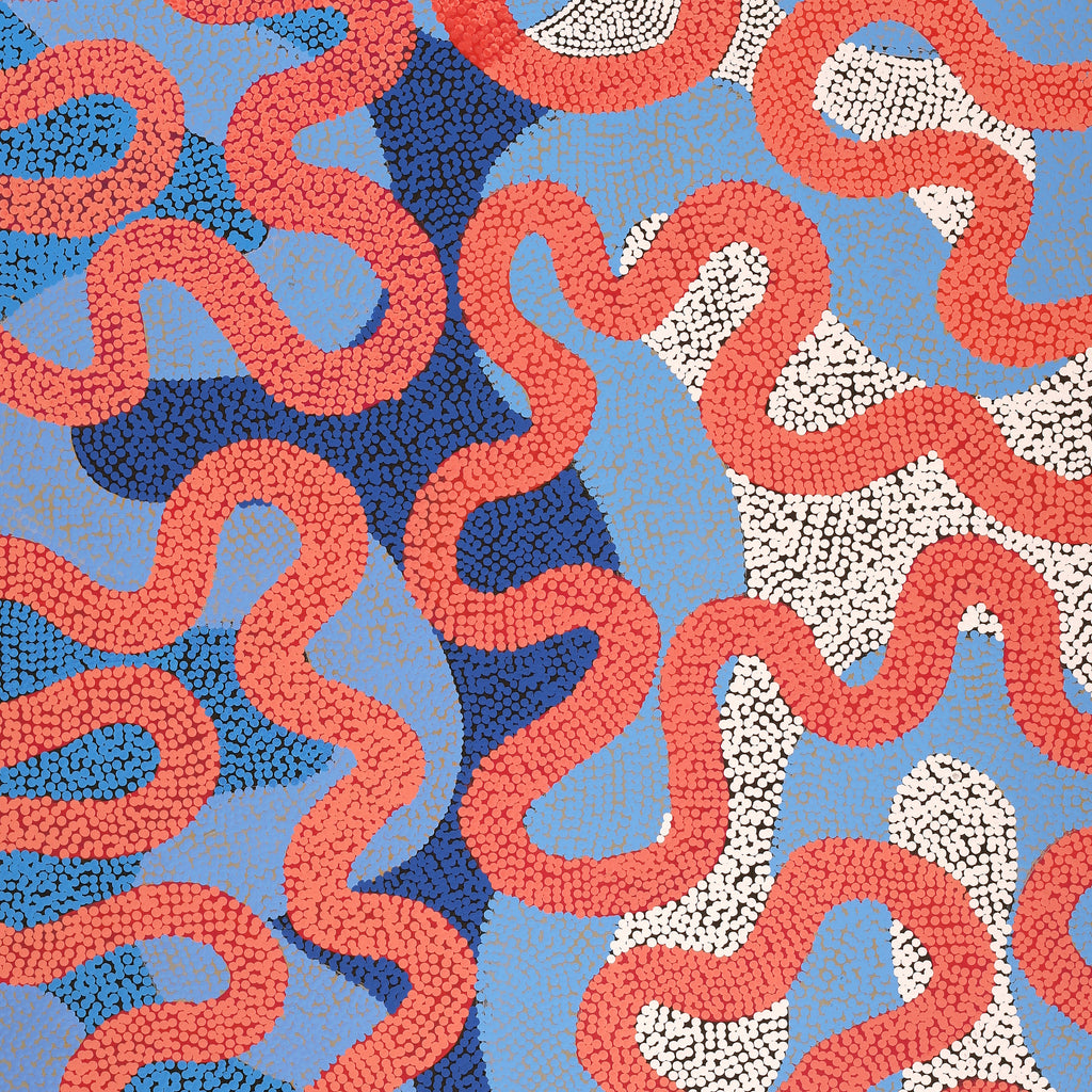 Aboriginal Artwork by Vanetta Nampijinpa Hudson, Warlukurlangu Jukurrpa (Fire country Dreaming), 122x91cm