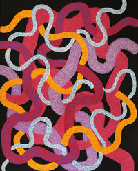 Aboriginal Artwork by Vanetta Nampijinpa Hudson, Warlukurlangu Jukurrpa (Fire country Dreaming), 152x122cm