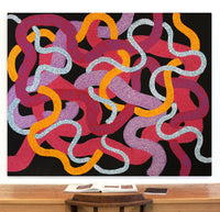 Aboriginal Artwork by Vanetta Nampijinpa Hudson, Warlukurlangu Jukurrpa (Fire country Dreaming), 152x122cm