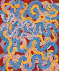 Aboriginal Artwork by Vanetta Nampijinpa Hudson, Warlukurlangu Jukurrpa (Fire country Dreaming), 183x152cm