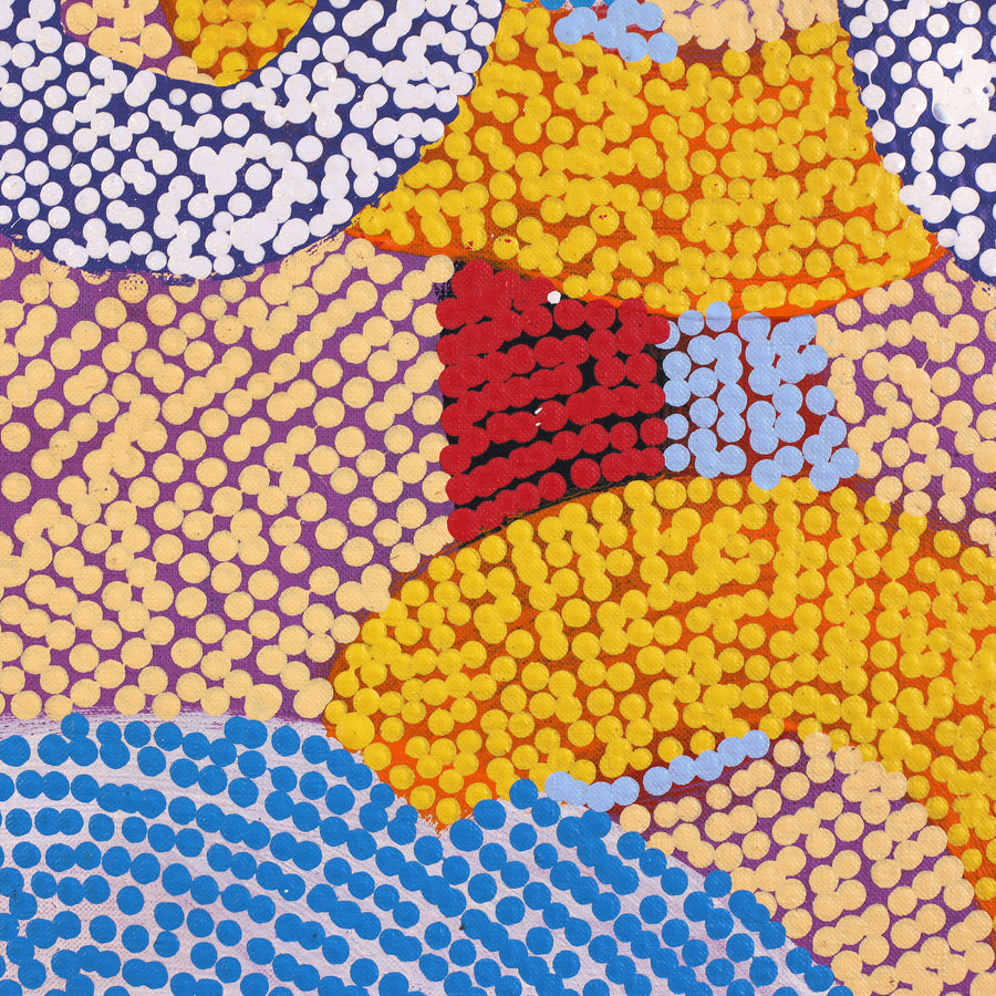 Aboriginal Artwork by Vanetta Nampijinpa Hudson, Warlukurlangu Jukurrpa (Fire country Dreaming), 183x152cm