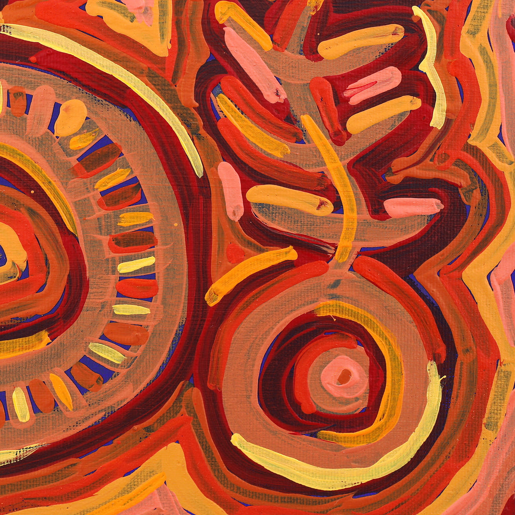 Aboriginal Artwork by Vanetta Nampijinpa Hudson, Malikijarra Jukurrpa (Two Dogs Dreaming), 30x30cm - ART ARK®