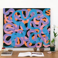 Aboriginal Artwork by Vanetta Nampijinpa Hudson, Warlukurlangu Jukurrpa (Fire country Dreaming), 91x76cm